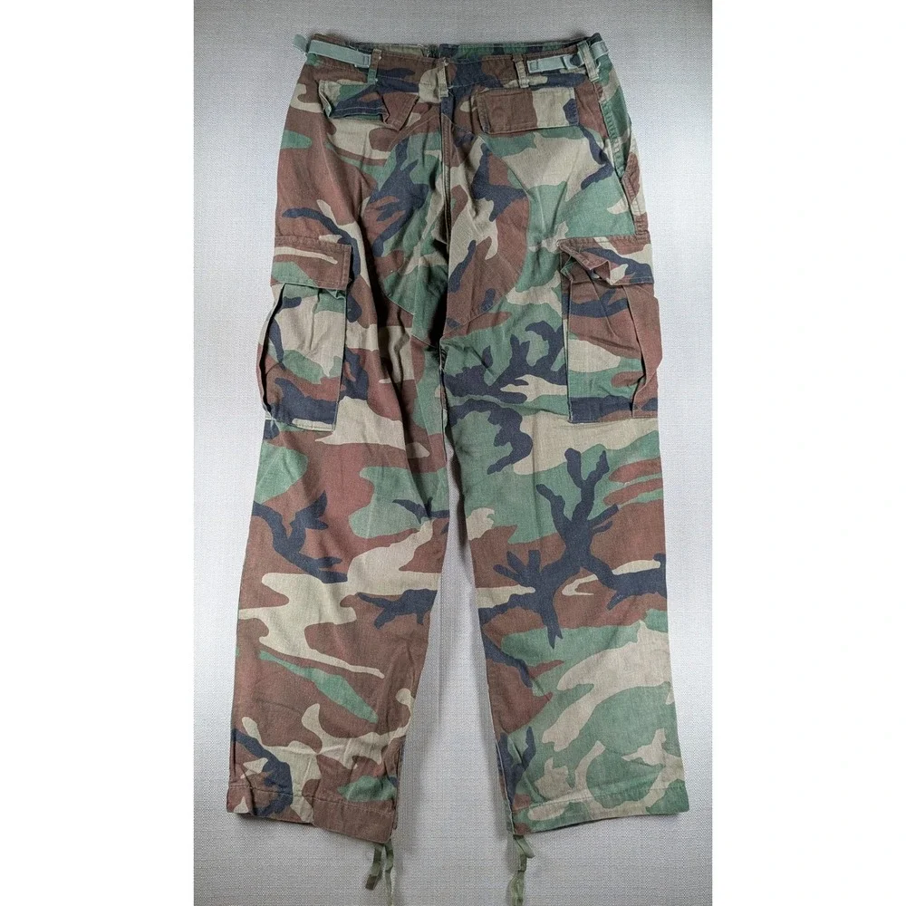 Vintage US Military M81 Woodland Camo Cold Weather Cargo Combat Pants S-R